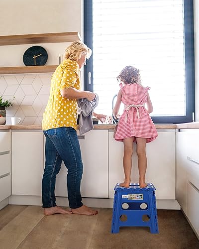 Miniatura 30 de Acko. Taburete plegable de 13 pulgadas de alto, resistente, para niños y adultos, cocina, jardín, baño, taburete con escalón. Blanco,Negro