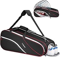 Ytonet Tennis Bag for 6 Rackets - Large Capacity with Insulated Pocket, Shoe Compartment, Water-Resistant 3-Way Carry for Men Women Pro Training Black