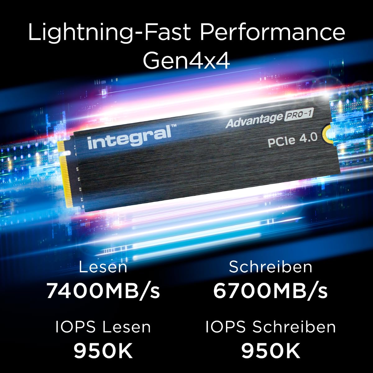 Integral 4TB Advantage Pro-2 M.2 2280 PCIe Gen4 X4 NVMe 1.4 SSD Bis zu 7200 MB/s Lesen & 6200 MB/s Schreiben - Kein Kühlkörper Verbesserte Zuverlässigkeit für Gaming – Bild 2