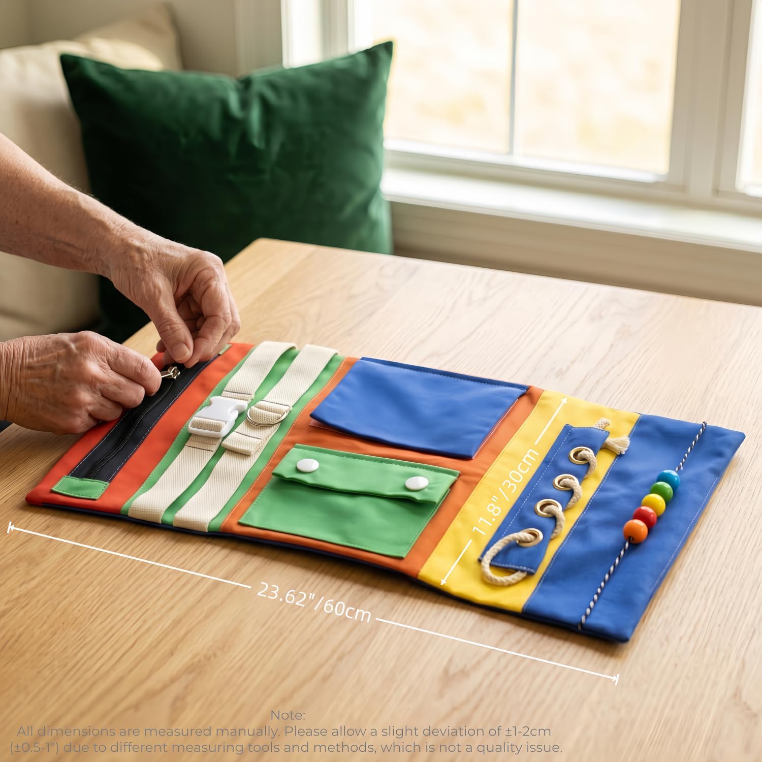 Busy Board Sensory Activity Mat, 7-in-1 Fine Motor Skills Aid for Elderly, Dementia, Rehabilitation, 23.62 x 11.8 Inch
