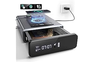 Biometric Gun Safe for Handgun, 24/7 Digital Clock Safe, Great for Nightstand, Concealed Storage