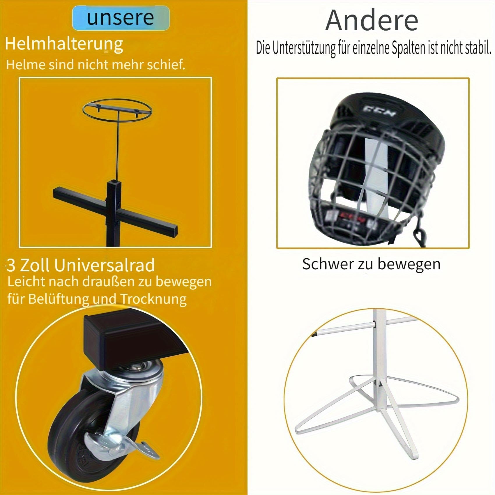 Hockey-Ausrüstungstrockengestell – Eishockeyschlägerhalter, Feldhockey-Trockner – Großes Hockey-Display, Aufbewahrungsregal – Sport-Metallständer für Lacrosse