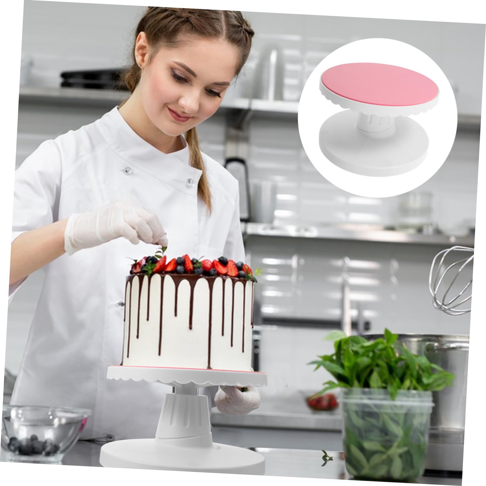 Plateau Tournant à Gâteau 10 Pouces en Plastique Rose