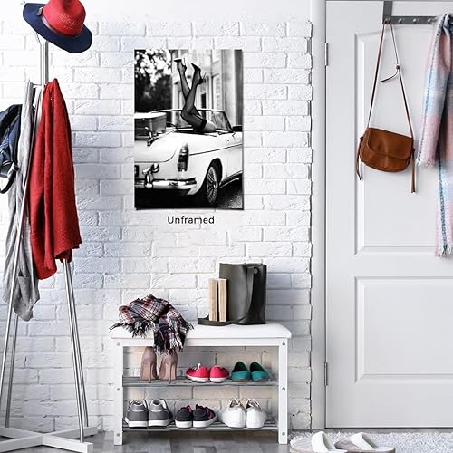 Miniatura 2 de Arte de pared de lujo a la moda, diseño retro de mujer haciendo parada de manos en el coche, para decoración de pared de habitación de niñas, estilo