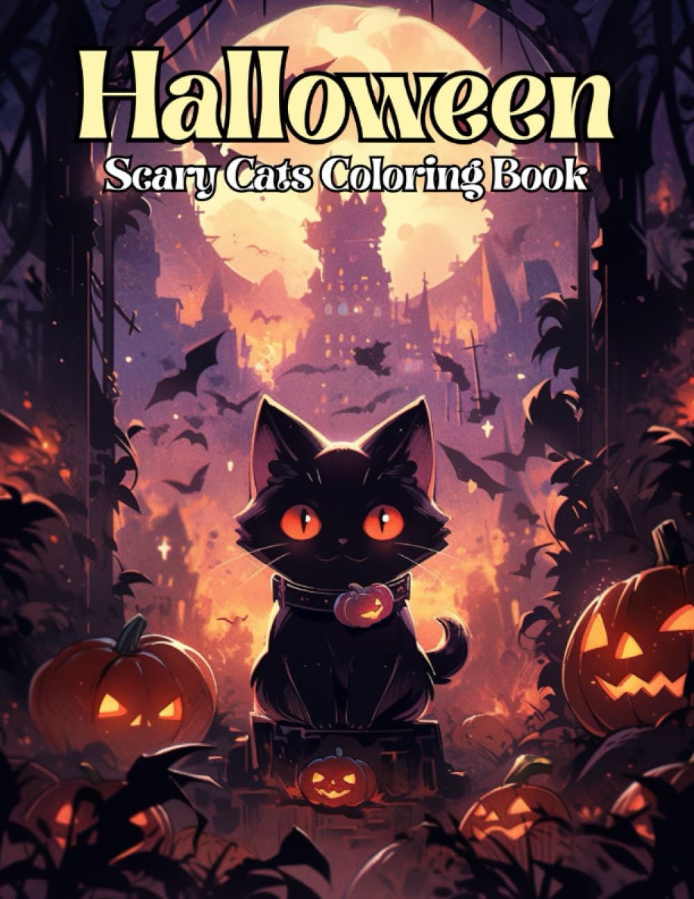 Halloween Scary Cats Coloring Book: Simple and Easy Evil Cats Coloring Book for Boys Girls Kids Ages 4-8