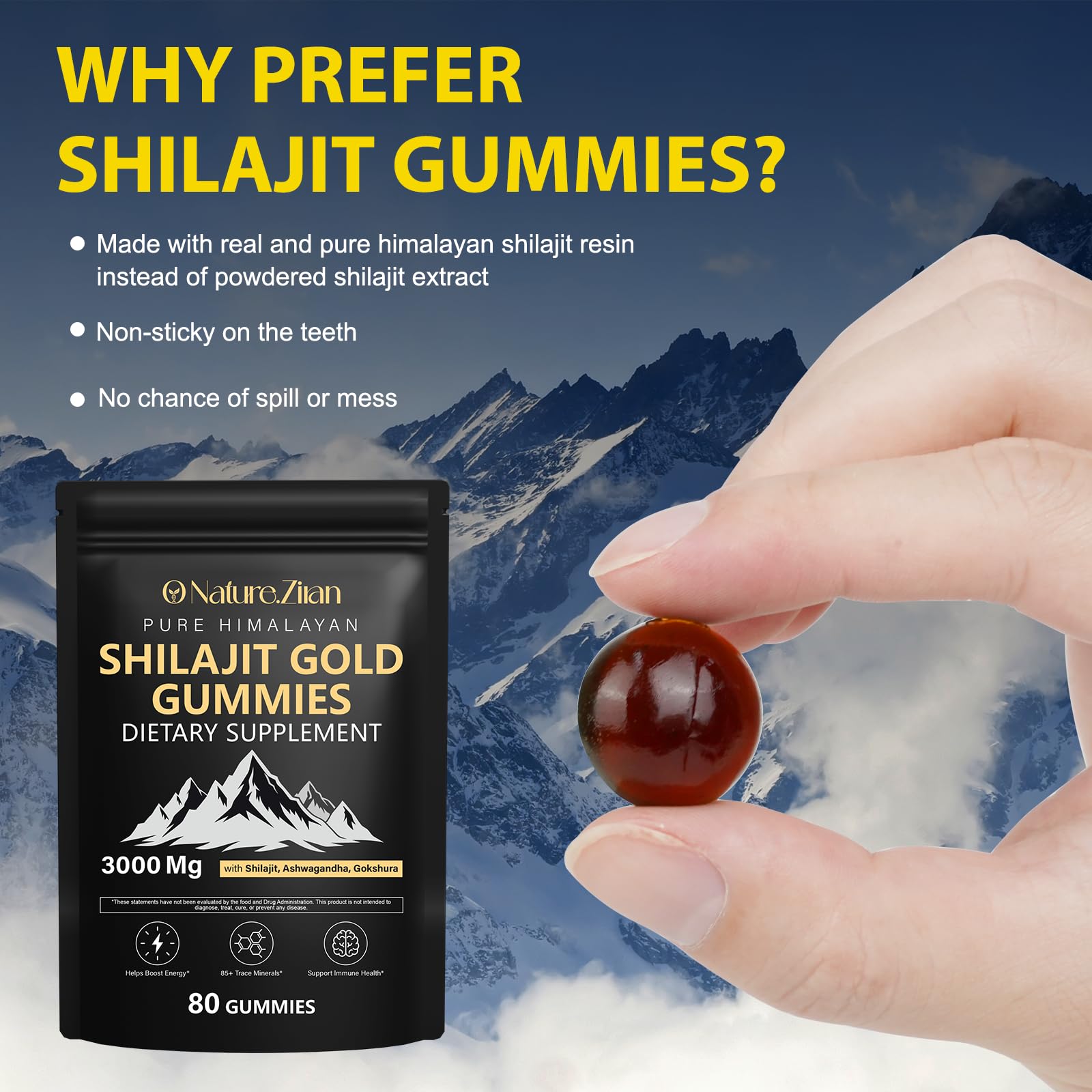 Shilajit Gummies for Men & Women - Shilajit Gold Gummies Rich In Ashwagandha, Gokshura with 85+ Minerals, Authentic Flavor,Organic, Zero Sugar & Vegan, 100% Natural - 80 Count (80 Count (Pack of 1)) — Amazon image 5