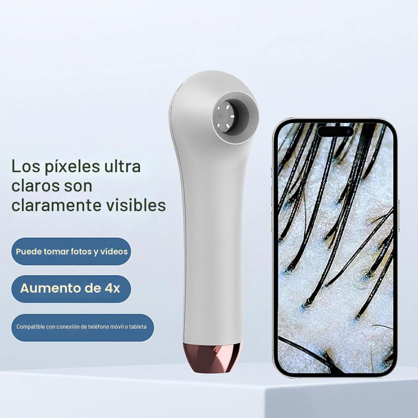Máquina de análisis de cuero cabelludo inalámbrico, probador de analizador de piel, analizador de cabello de piel, detector de folículos pilosos de la piel multifunción, 3 engranajes, 1 megapíxeles, p
