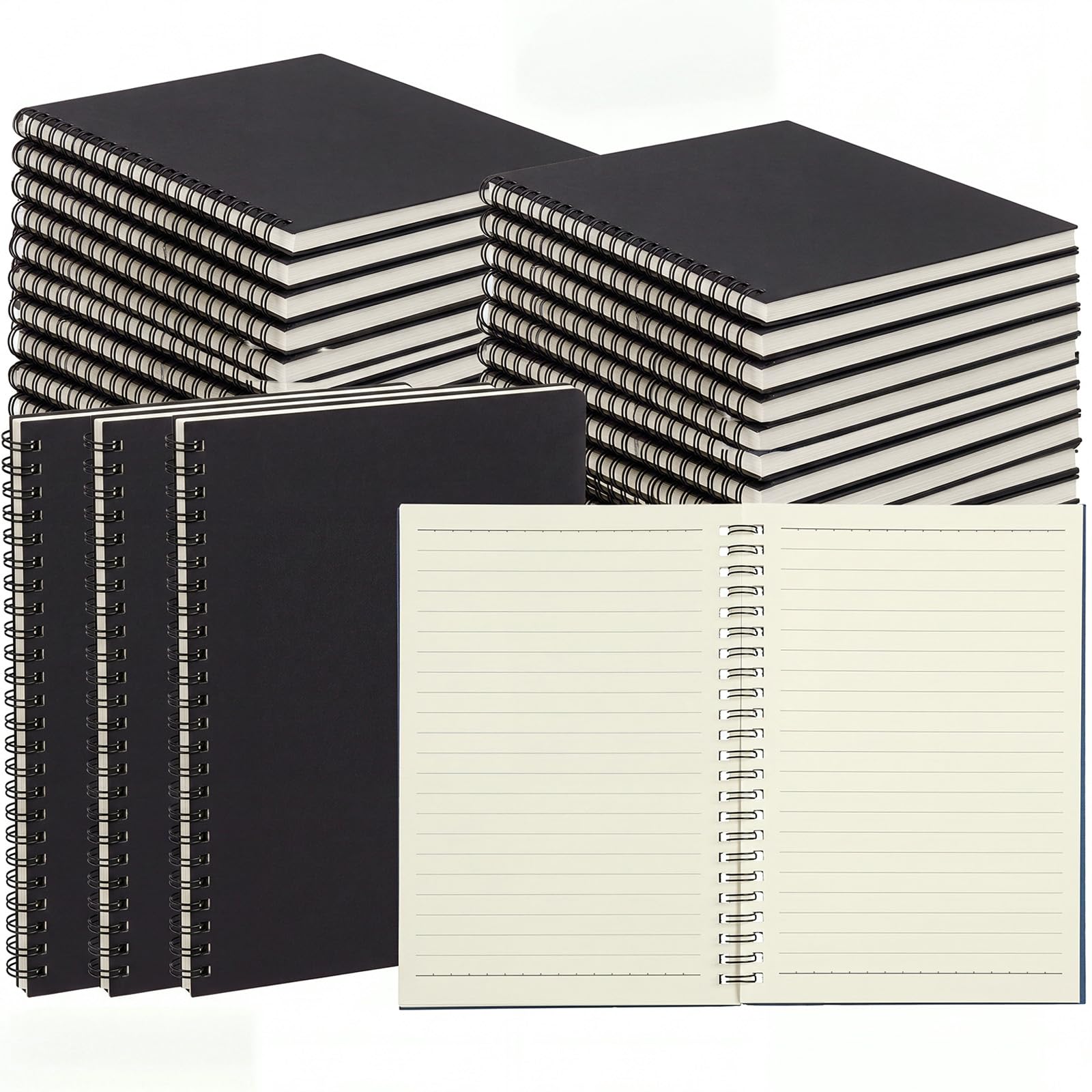 Eersida Paquete de 20 cuadernos A5 en espiral con rayas universitarias, cuadernos de papel kraft de tapa dura de 5.5 x 8.3 pulgadas, cuadernos de escritura de viaje, bloc de notas para oficina, 50