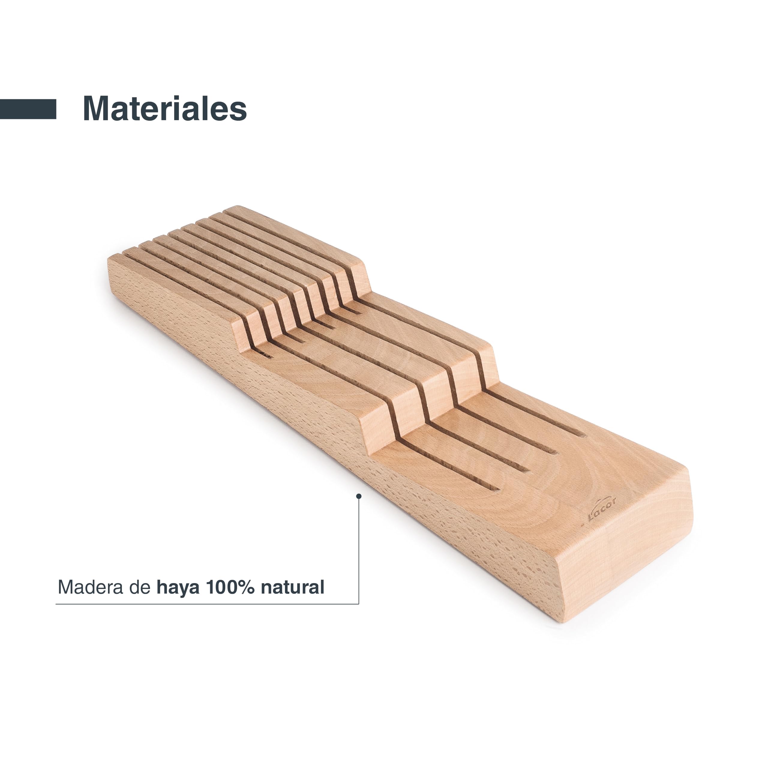 Lacor 39049 - Organizador Cocina Compact para Cuchillos, Organizador | En madera natural, para un uso práctico y profesional en cocina; base antideslizante, práctico y fácil de guardar