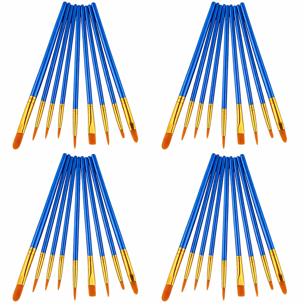 40 PCS Nylon Hair Paint Brushes Set, Art Painting Flat Brush, Face Nail Art, Kids Paint Brusches with Watercolor Oil Acrylics for Decorations, Models, Figurines - Blue