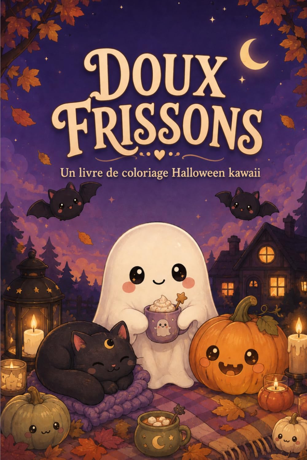 Doux Frissons: Un livre de coloriage Halloween kawaii — fantômes mignons, citrouilles souriantes et compagnons d'Halloween