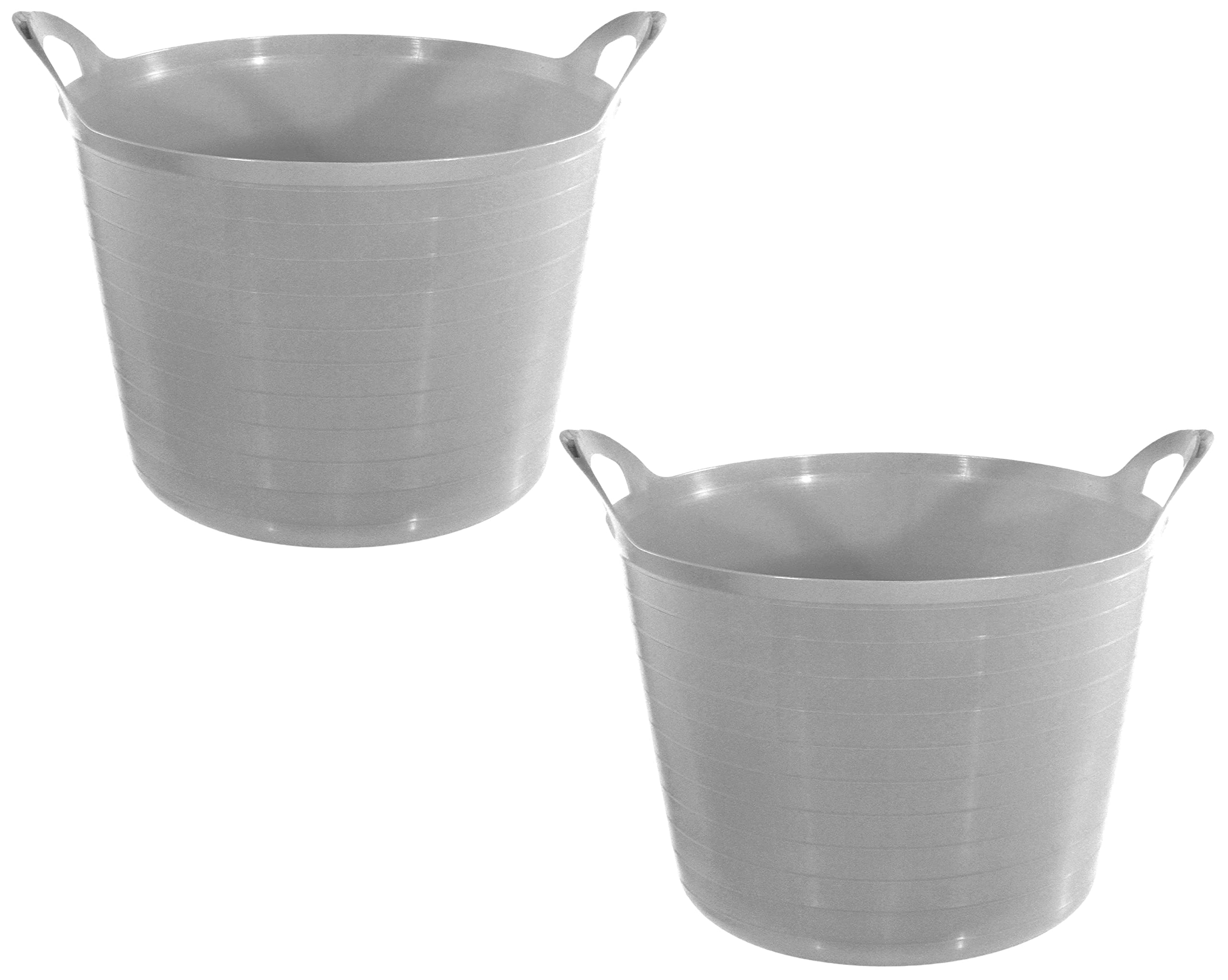 Muddy Hands Grey Set Of 2-27 Litre Flexi Tub Versatile Multi Purpose Flexible Rubber Storage Container Bucket (Grey)
