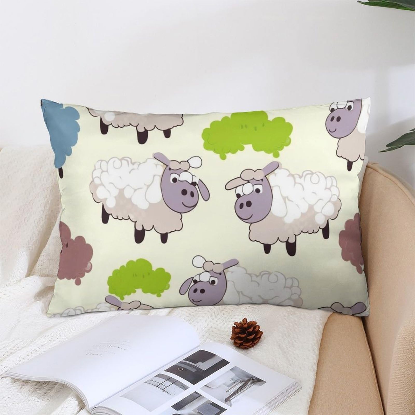 NTVOWPZO Decoration Throw Pillow Covers 12 "x20 Pillowcases Covers Cartoon Sheep Soft Pillowcases Modern Farmhouse Home Decor Sofa Cushions Covers for Couch Bed Living Room