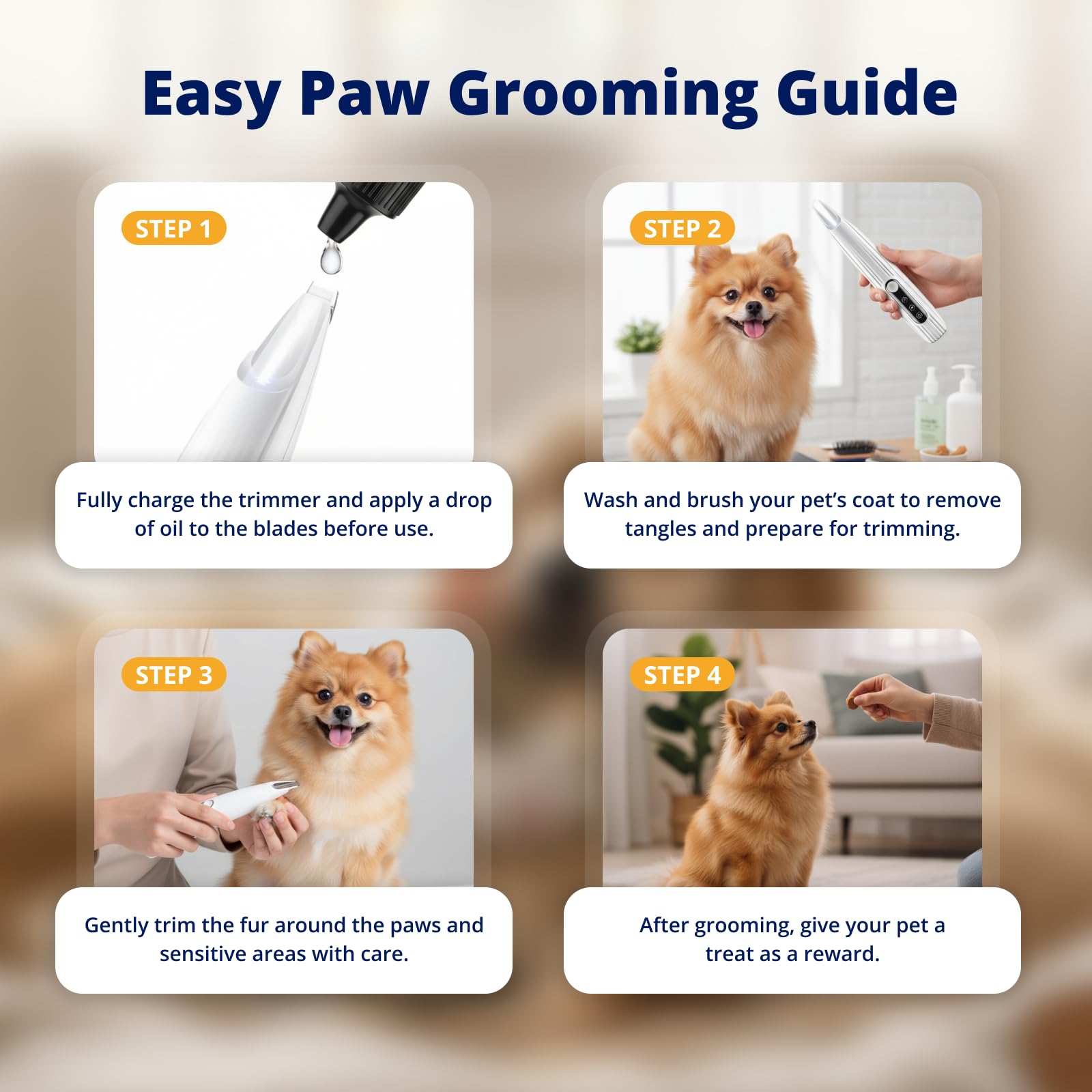 Tondeuse silencieuse pour pattes d'animaux | Rasoir sans fil pour chiens, chats, grands et petits animaux avec lumière | Outil de toilettage rechargeable pour la maison et le salon pour pattes