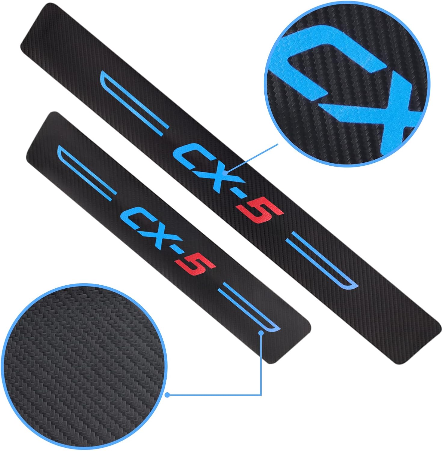 4Pcs Car Door Sill Protector for Mazda CX5 Accessories Fit for CX5 2015-2022, Carbon Fiber Leather Door Sill Sticker, Reflective Automotive Door Sill Guard, Decoration Door Sill Scuff Plate Sticker