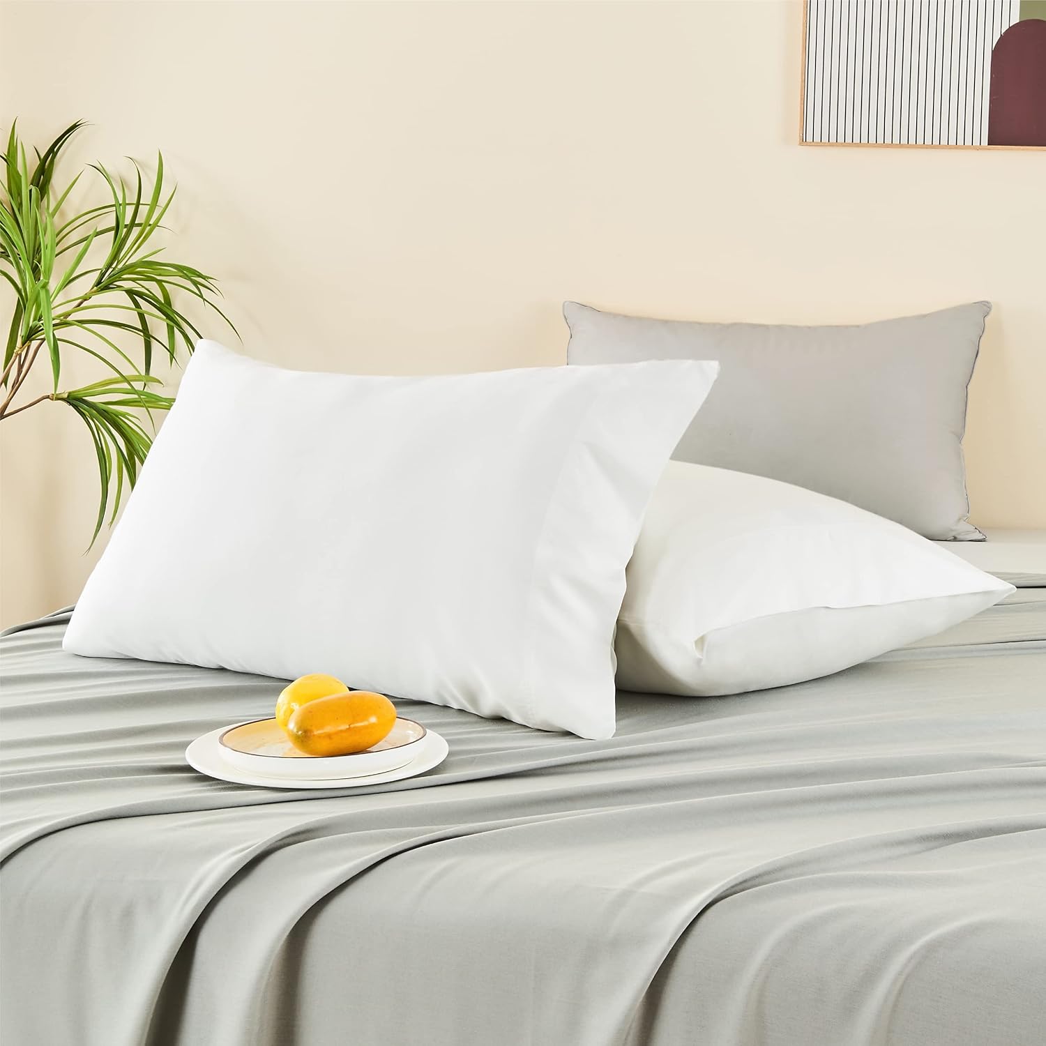 BEDELITE White Pillow Cases Queen Size Set of 2, Rayon Derived from Bamboo,Cooling Pillow Cases for Hot Sleepers & Night Sweats, Breathable and Silky Soft Envelope Pillowcases, 20"x30" - Image 7