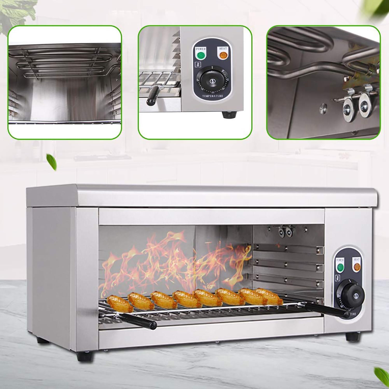 Grillera eléctrica de Fondue de Queso de 2000W, Horno salamandra de mostrador Comercial, Rejillas Ajustables, para restaurantes