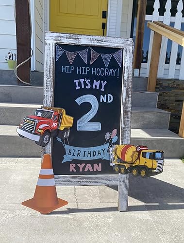 Miniatura 2 de Jayd Products - 12 grandes recortes de camiones de construcción y conos de tráfico, decoraciones de fiesta de construcción, decoración de pared para