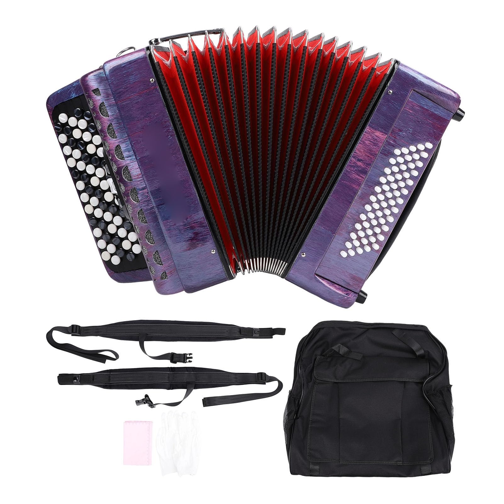 Drfeify Accordion Chromatic Button 62 Key 60 Bass F B E Tuning with Padded Portable Bag for Beginners Professionals Musicians