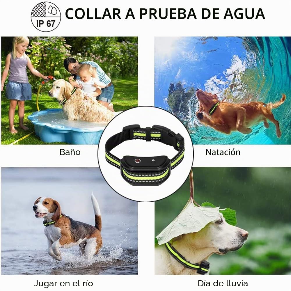 Collar de Adiestramiento para Perros Recargable, Mando Rango de 1000 FT con Modo de Sonido y Vibración, Resistente al Agua IP67 Seguro para Perros Pequeños Medianos y Grandes