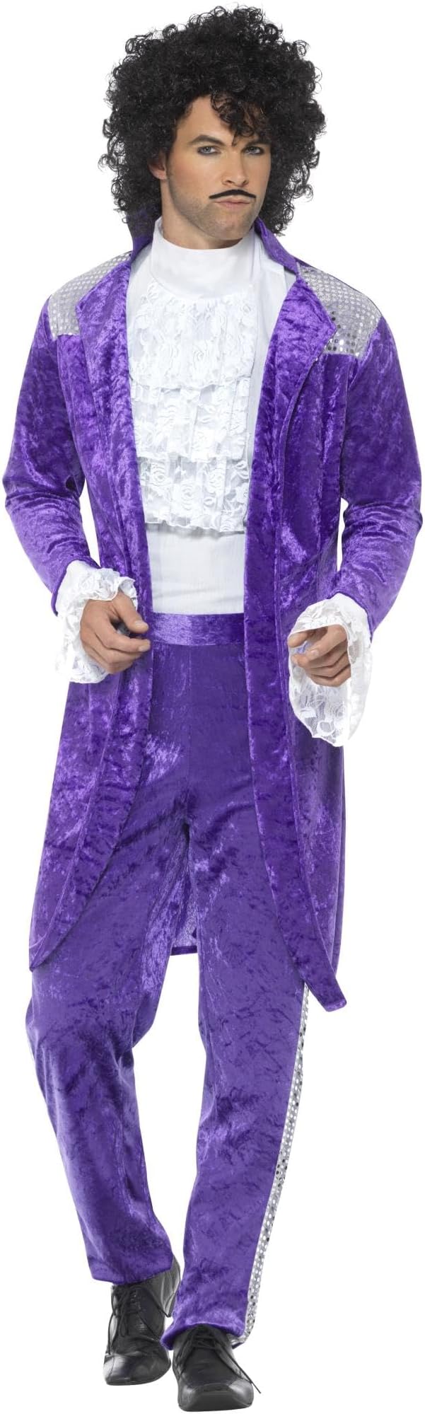 Smiffys 80s Purple Musician Costume, Purple with Jacket, Mock Shirt & Trousers, 1980's Fancy Dress, 1980s Dress Up Costumes