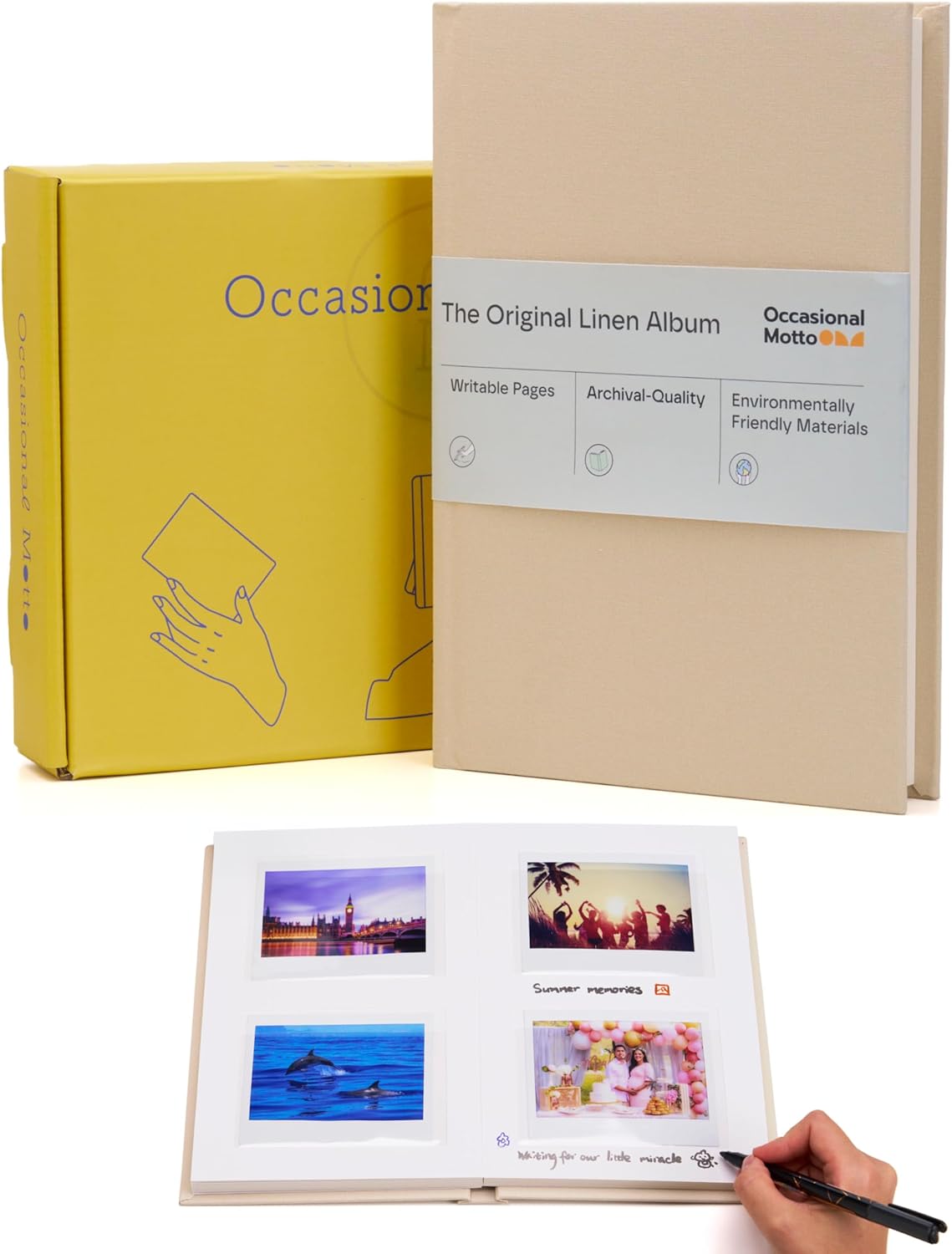 The Original 48 Pockets Classic Linen Hardcover Photo Album, Wedding Guest Book With Writing Space For i-Type Film, Color 600 Film, Now, Now+ & Onstep Camera (Beige Cream, For i-Type & Color 600)