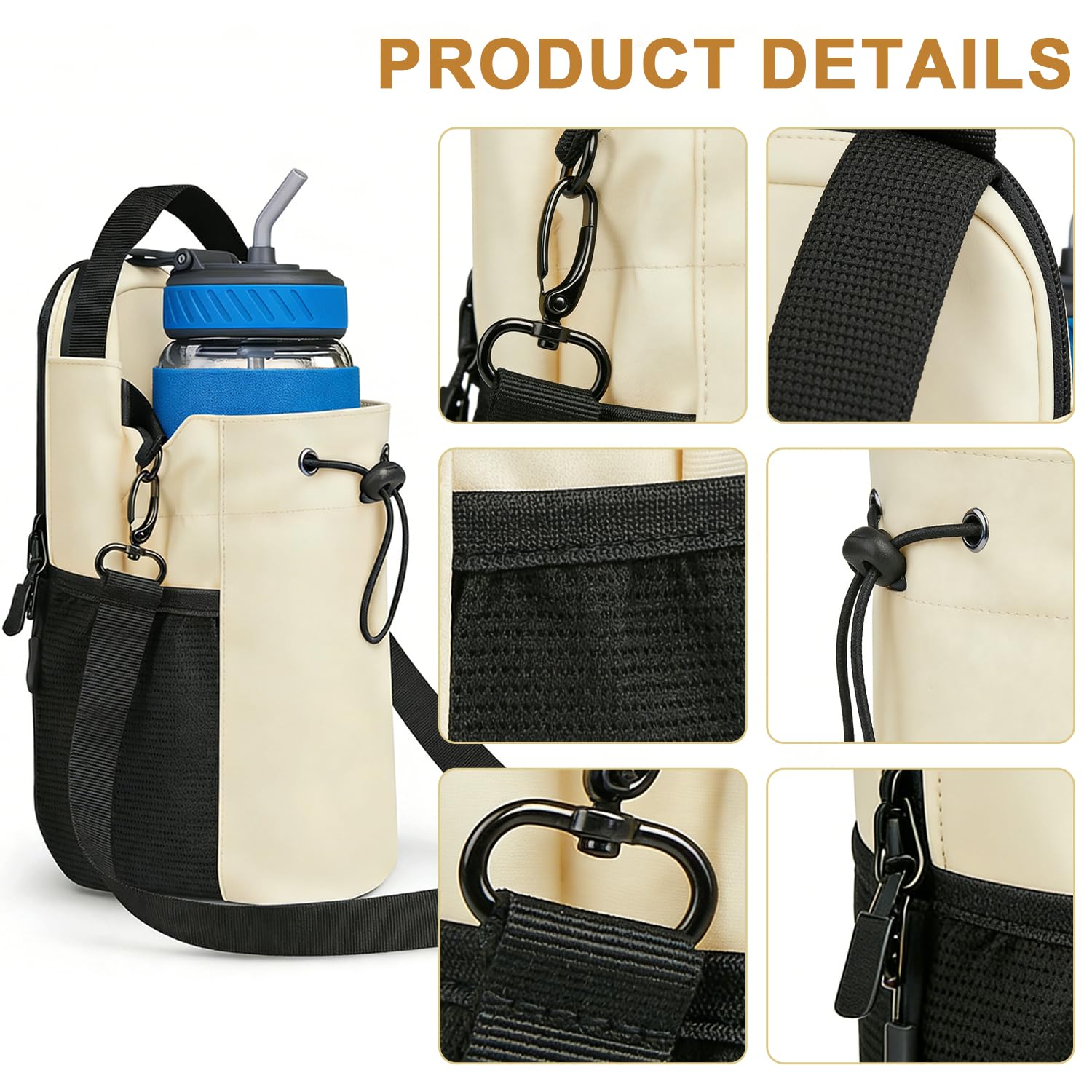 Magnetic Gym Bag Wasserflaschenhülle Magnetische Sporttasche mit Flaschenhalter 1,5L - Fitness Gym Training (Weiß)