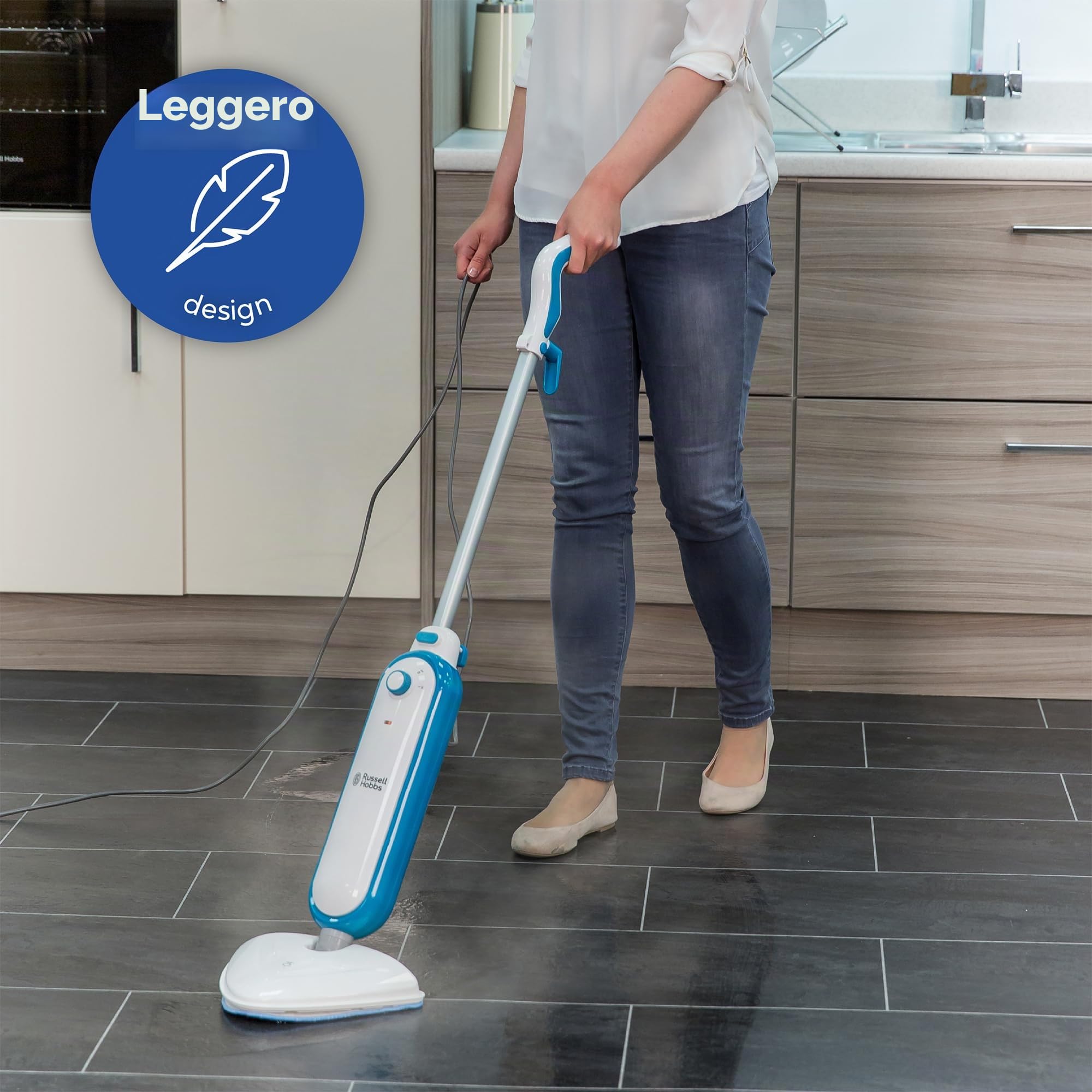 Russell Hobbs RHSM1001-G Steam and Clean Steam Mop White & Aqua - 2 anni di garanzia gratuita