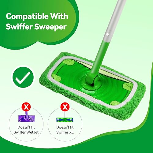 Miniatura 2 de Paquete de 10 almohadillas húmedas reutilizables de repuesto compatibles con trapeadores Swiffer Sweeper Trapeadores de barrido en seco,