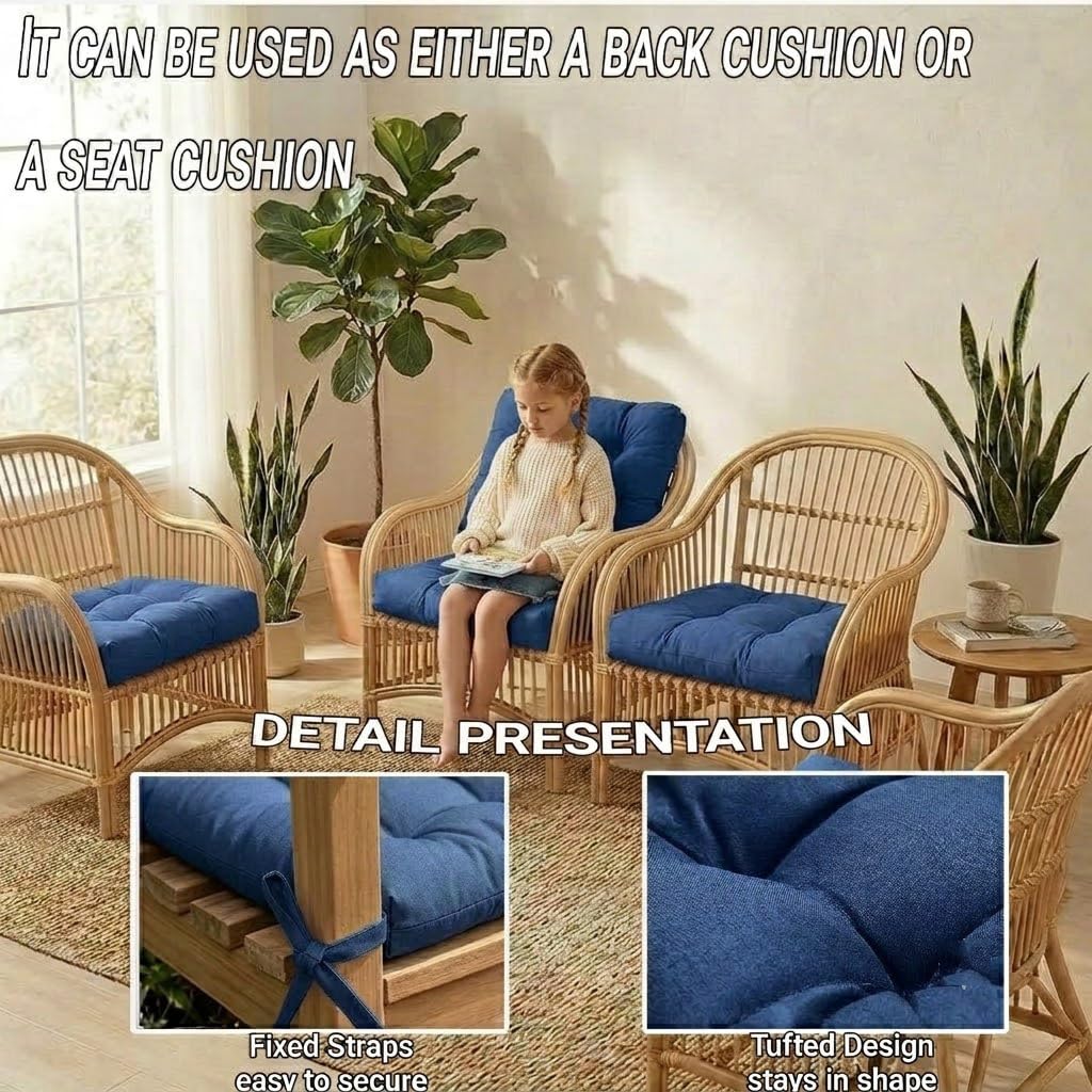 Cuscini per Sedie da Esterno per Mobili da Giardino Impermeabili E Resistenti allo Sbiadimento Cuscini Antiscivolo per Sedie con Lacci Ricambio per Veranda Giardino Terrazzo E Cortile