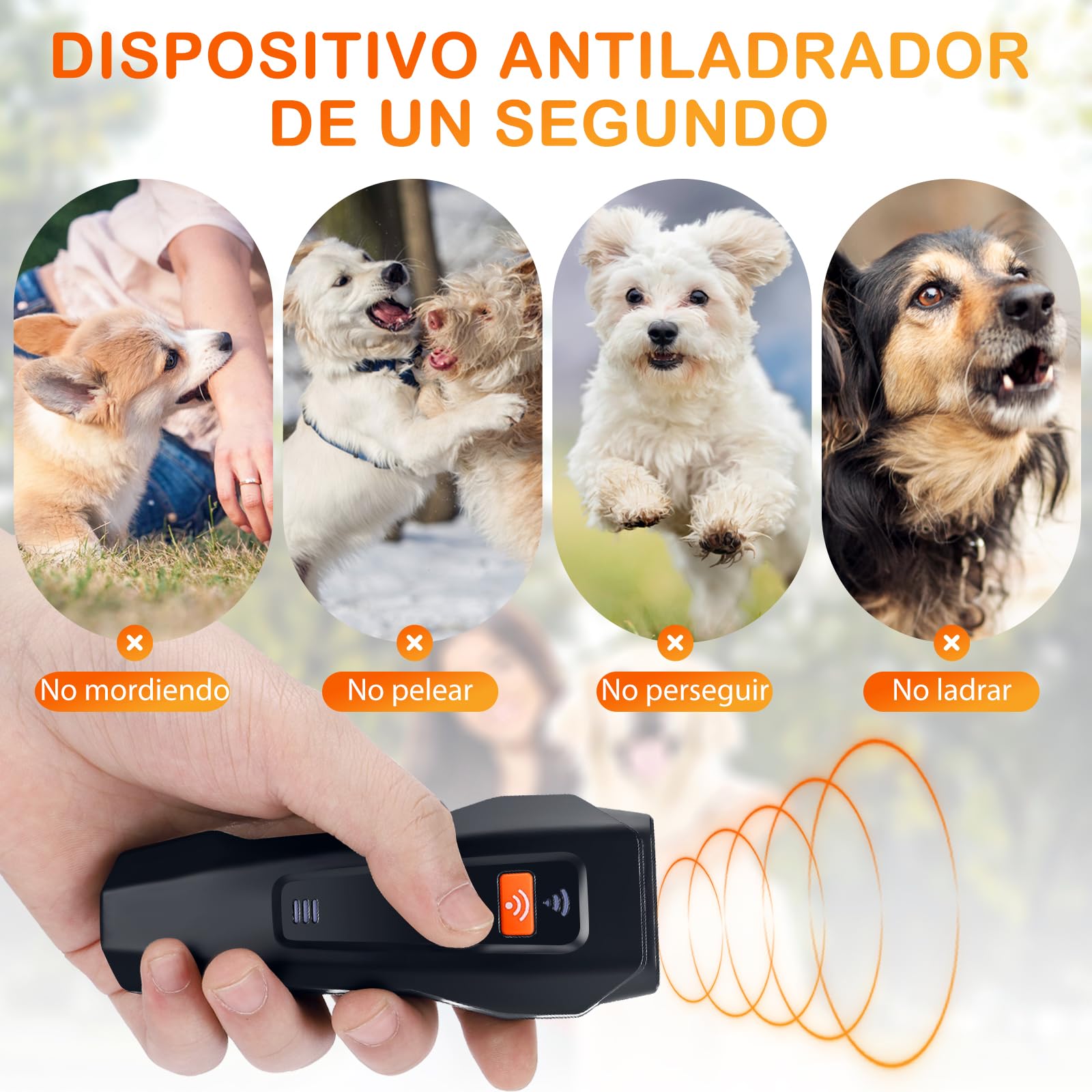 Antiladridos para Perros Ultrasonidos - Dispositivo Repelente con 3 Modos Ahuyentador de Perros con LED Efectivo para Interior y Exterior