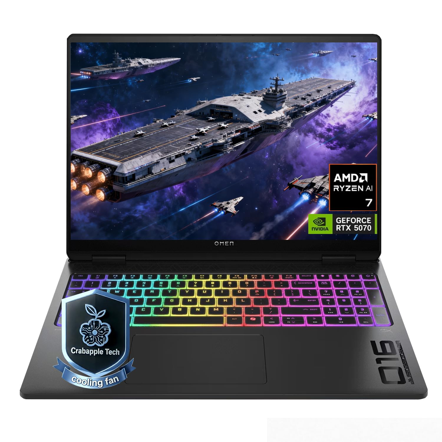 HP Omen Max 16” Gaming Laptop, AMD Ryzen AI 7 350, GeForce RTX 5070, WQXGA (2560 * 1600) 240Hz IPS Display, 3 Heat Dissipation Design, RGB Keyboard, Omen AI, Win 11 Home (Black, 32GB RAM | 1TB SSD)