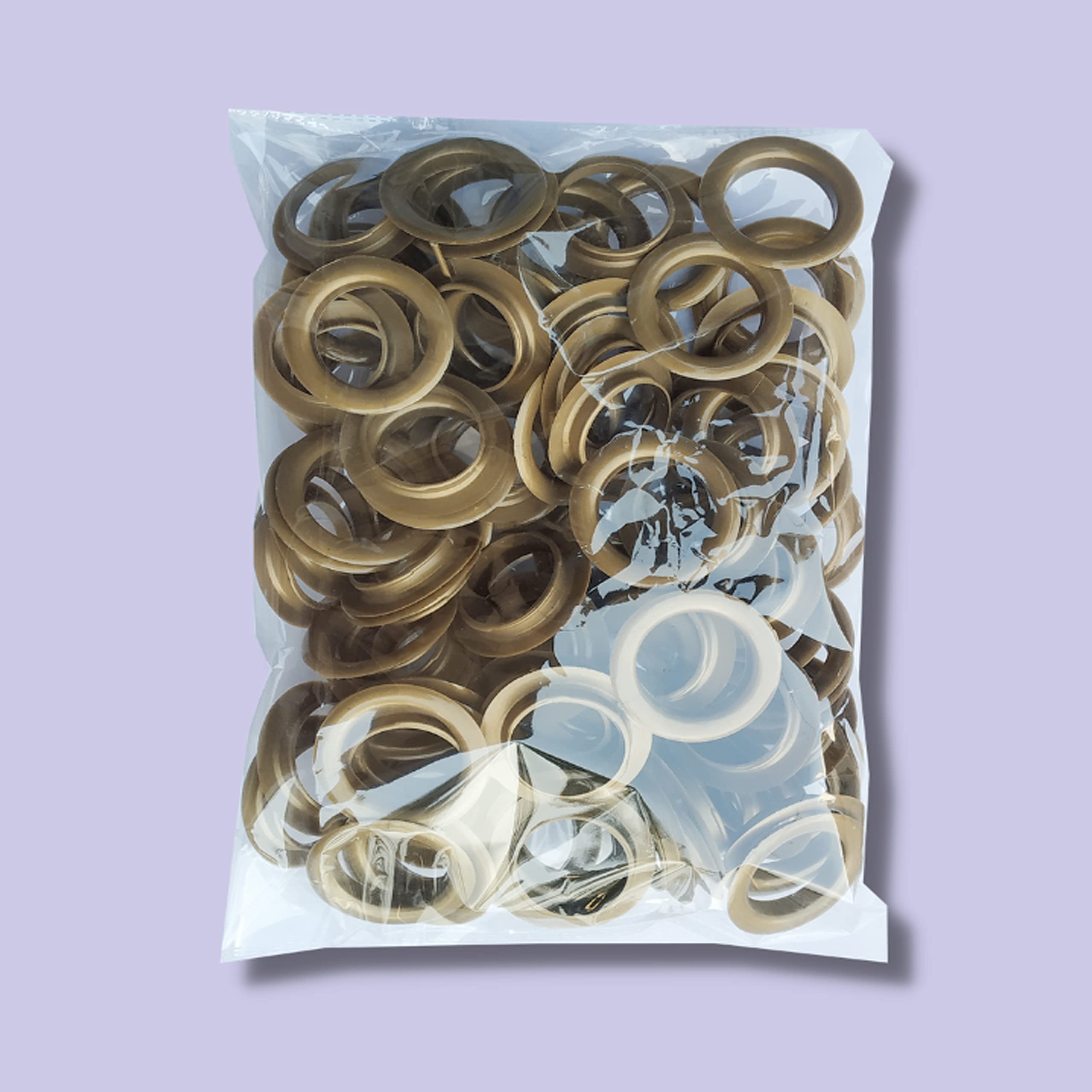 VANSH FASHIONVANSH FASHION 100 Pack Plastic Curtain Grommets Curtain Eyelet Rings Accessory with Back Lock for Door Curtains, Windows (Multi Glod)