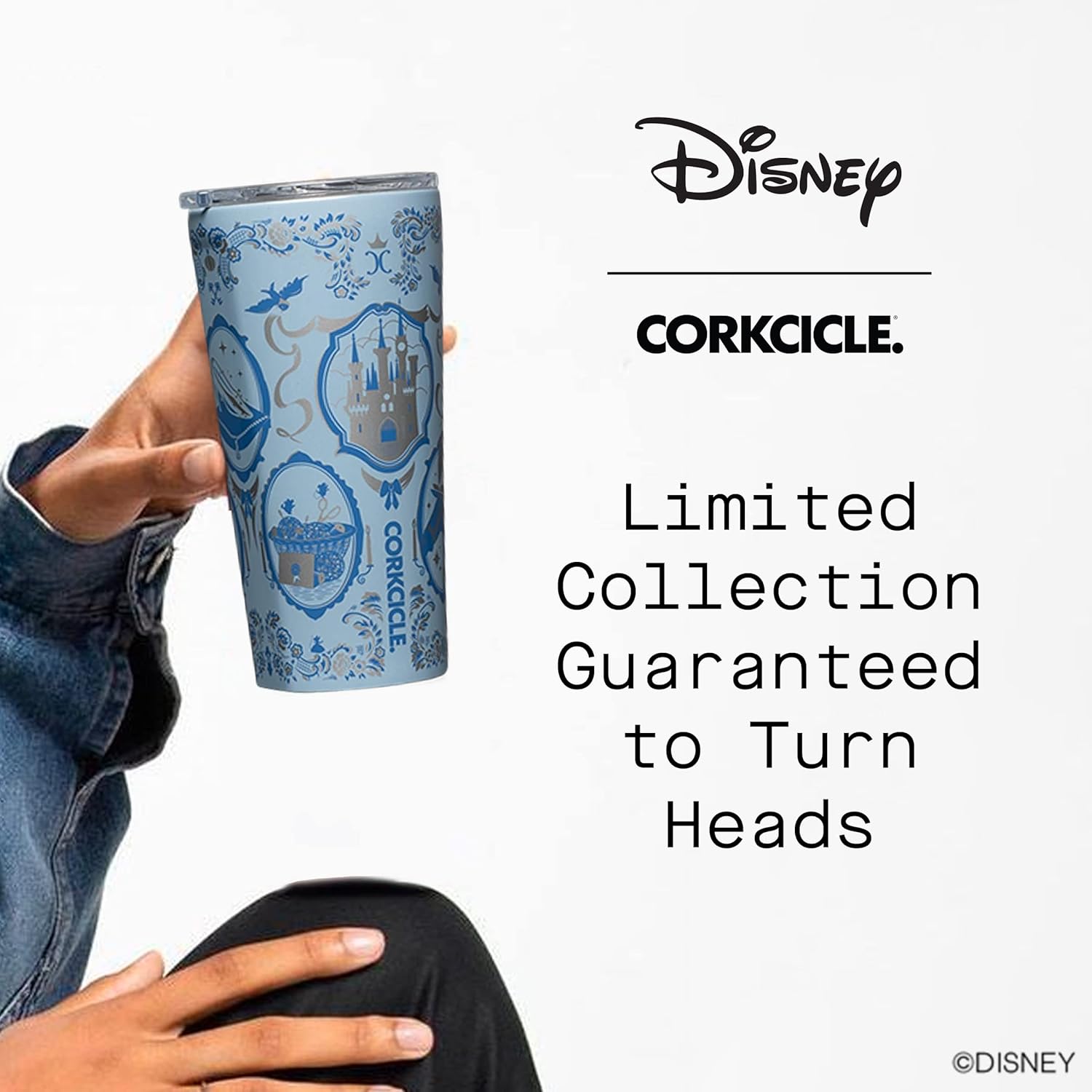 Corkcicle Disney Princess Vaso de viaje de Cenicienta botella de agua aislada con tapa a