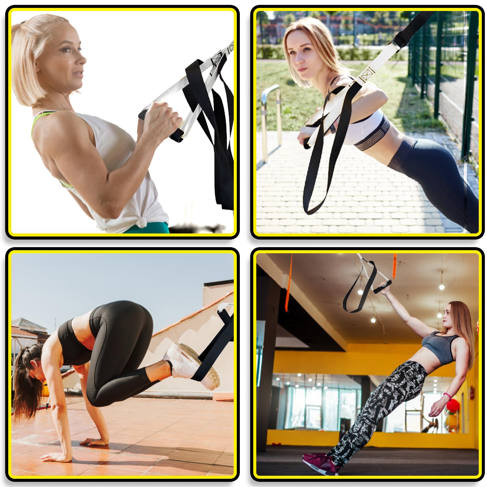 DH FitLife Sling Trainer per l'allenamento di Tutto il Corpo, Set di Suspension Trainer per l'allenamento della Forza, Resistenza del Peso Corporeo per la Casa e in Viaggio, con Libro di Allenamento