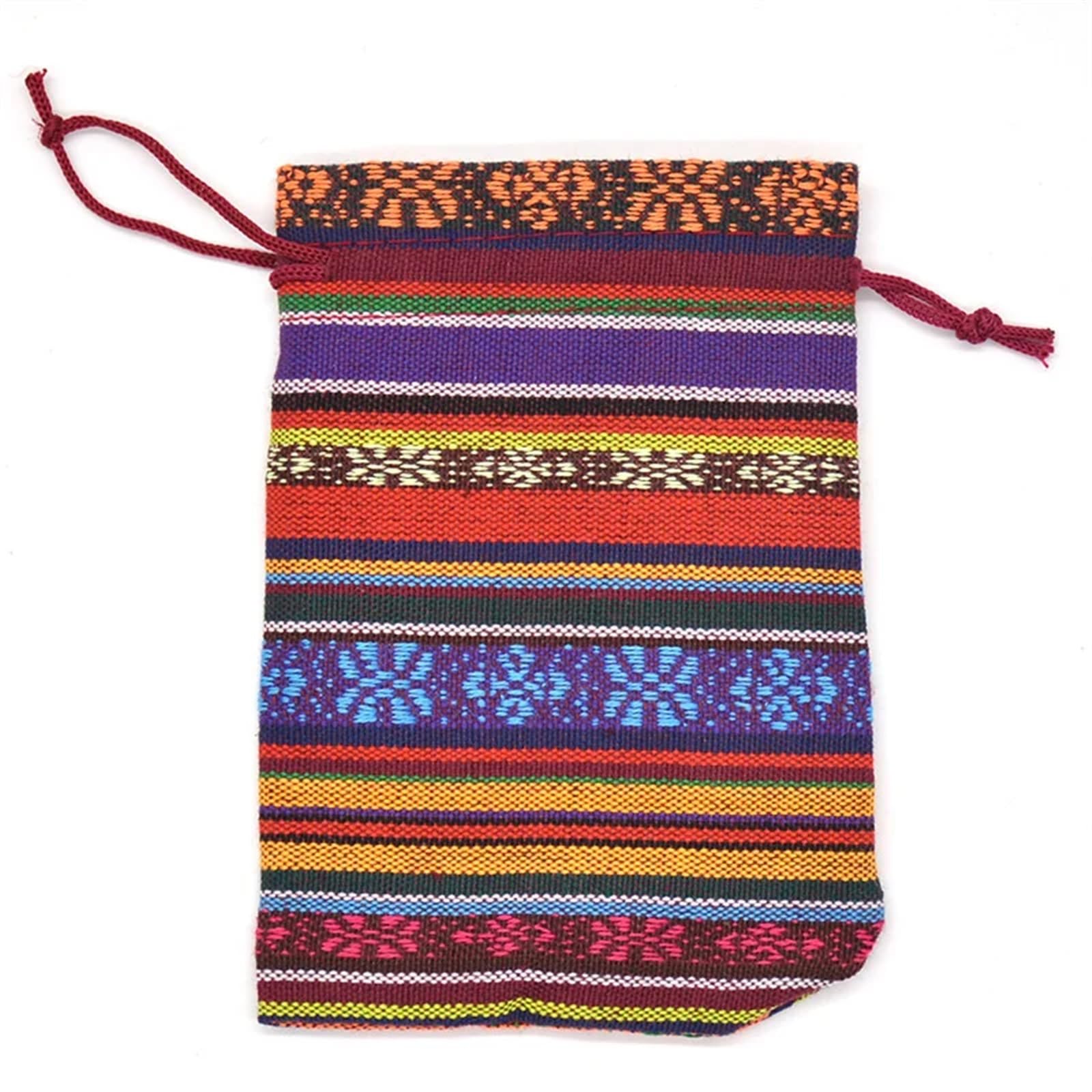 Sac en tissu de lin et coton rayé, 50 pièces, paquet de bijoux et bonbons, pochette de rangement à cordon de serrage, pochette réutilisable(03,10x14cm)