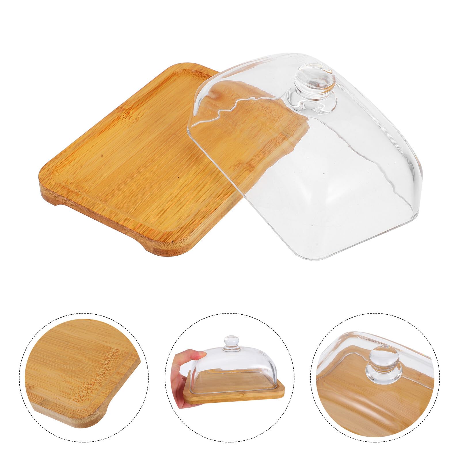 Beurrier Rectangulaire en Bois et Verre 1 Pièce avec Couvercle