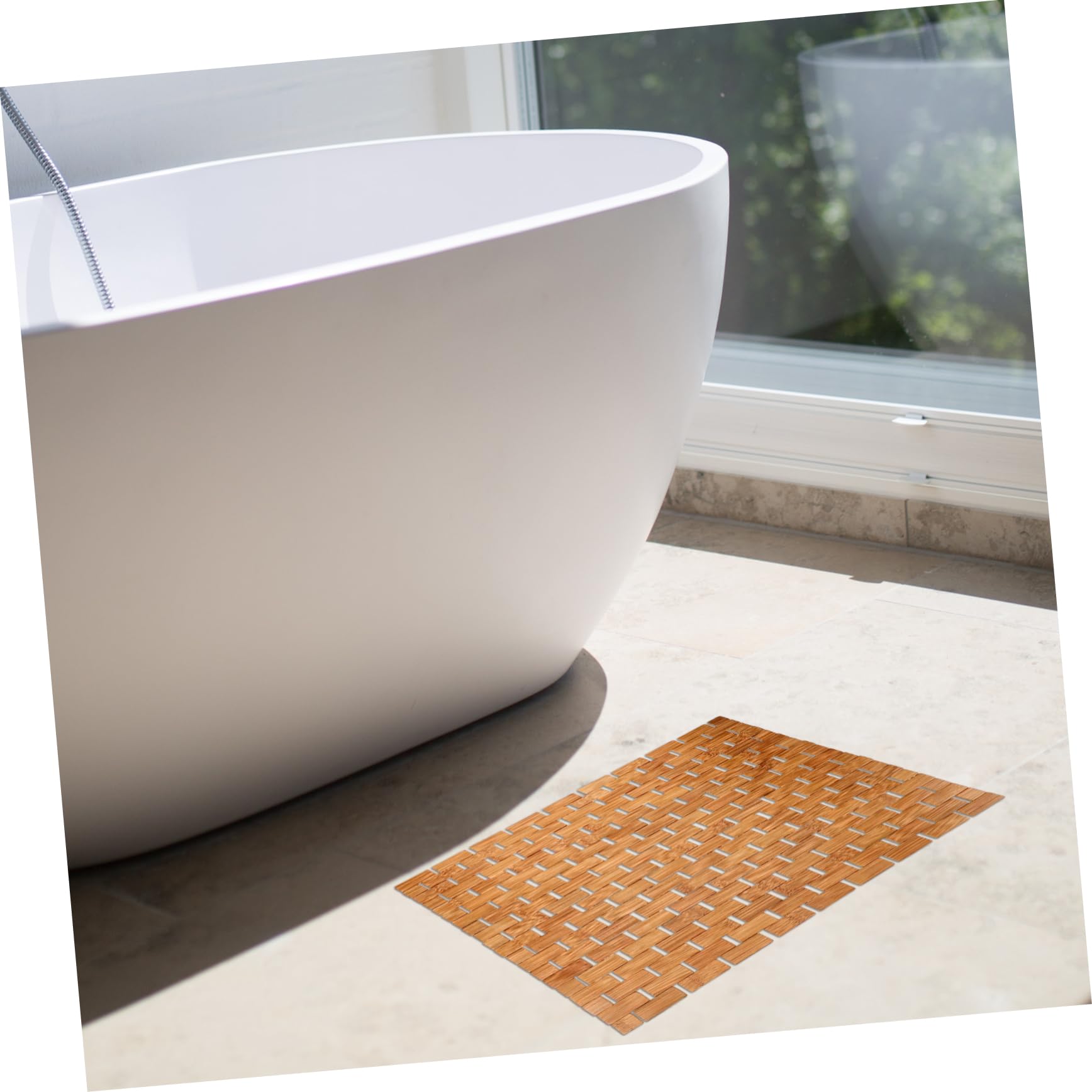 Tapis en Bambou Antidérapant pour Salle de Bain et Cuisine, Tapis de Sol en Bambou Naturel Tissé la Main, Couleur Kaki, pour Maison et Dortoir