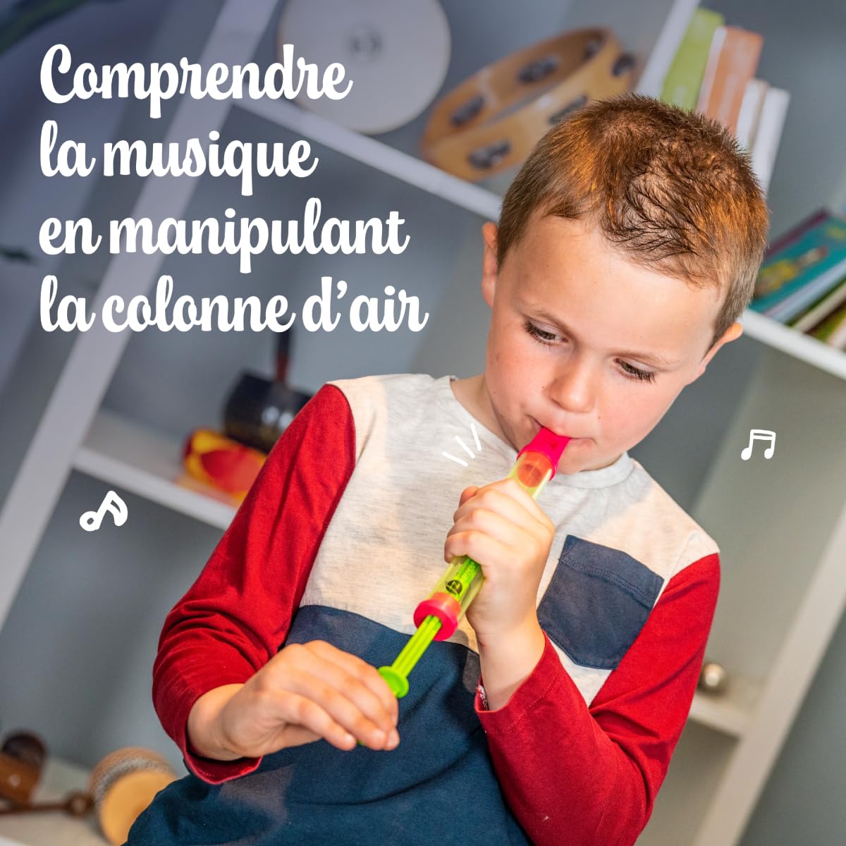 Fuzeau - Flûte À Coulisse Transparente Rose Verte - Instrument De Musique À Vent - Comprendre Les Sons Graves Et Aigus - Découverte Des Instruments À Vent - Réf. 2552
