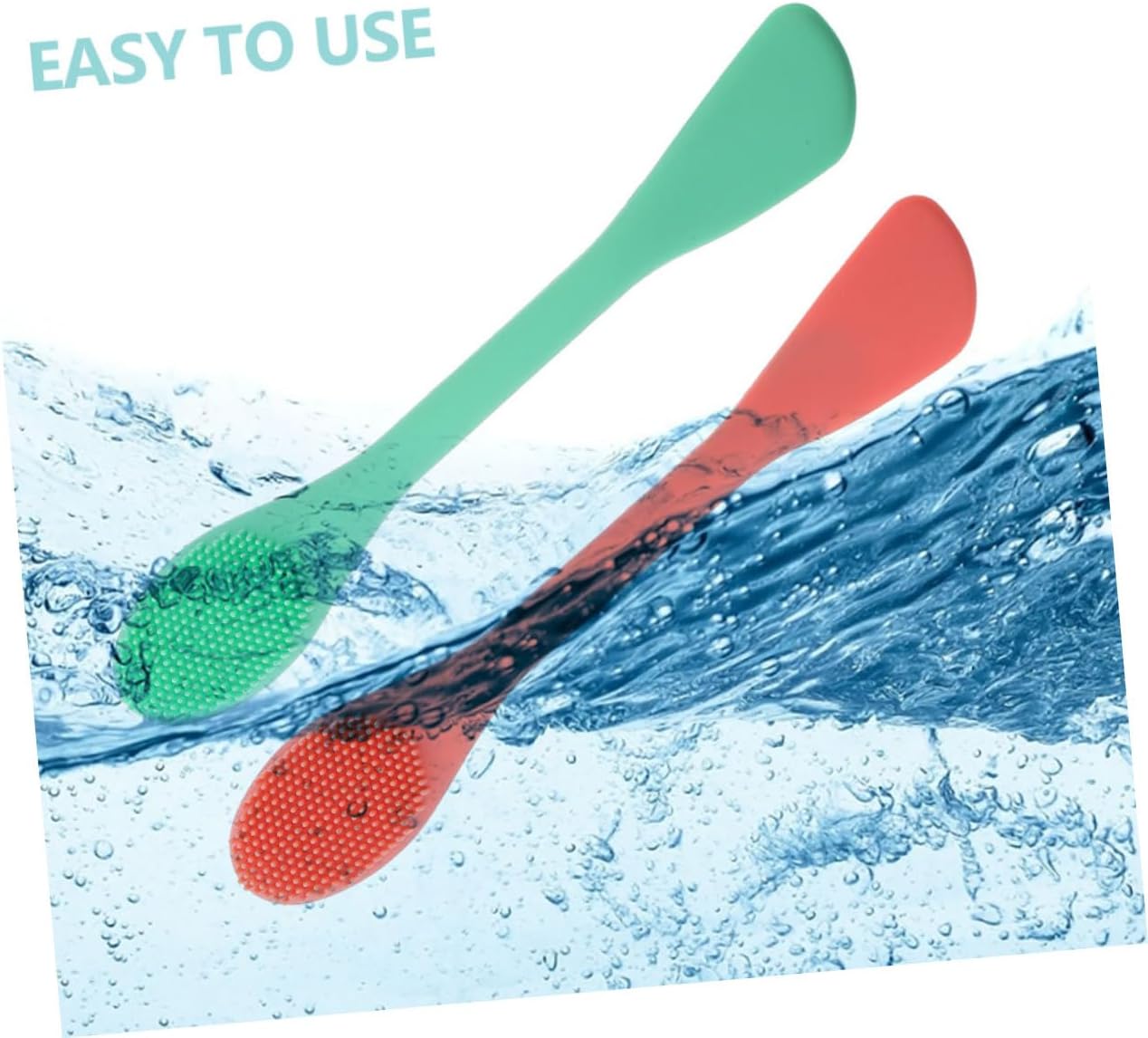 OUNONA 2pcs Silicone Face Cleansing Brush Dual Head Manual Facial Wash Cleaner with Massage Function for Gentle Exfoliation Absorption Portable Skin Care Tool in Green and Coral image 5
