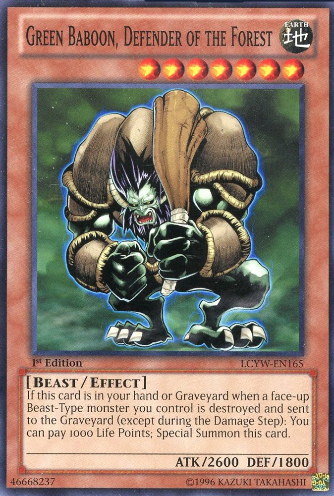 green yugioh cards YU-GI-OH! - Baboon, Defender of The Forest (LCYW-EN165) - Legendary Collection 3: Yugi's World - 1st Edition Box:Slim Fake Charizard Card - When this card is one piece tcg japanese