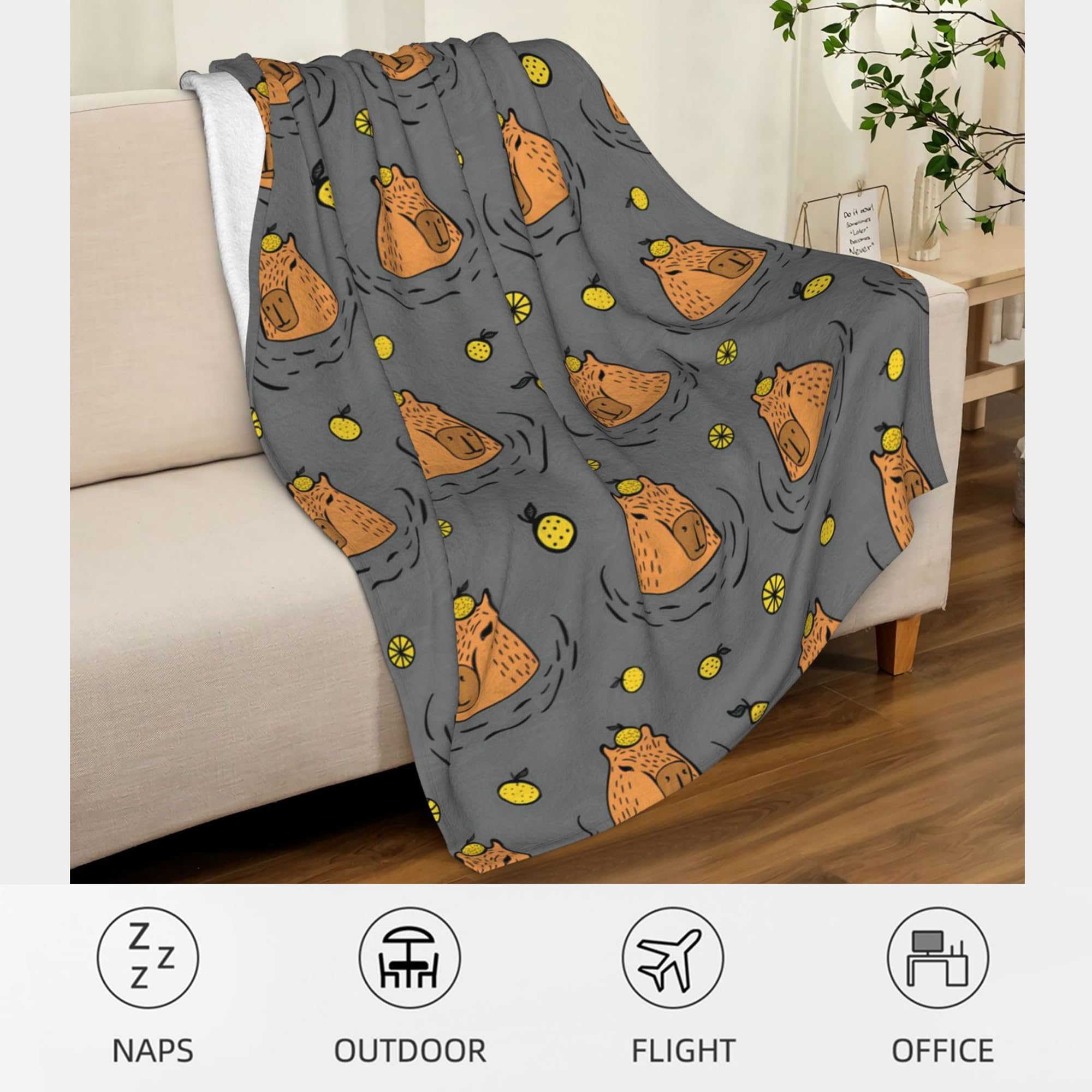 Capybara Decke – 127x152 Cm, Weiche Flanell-Kuscheldecke, Couchdecke & Geschenk Für Tierfans