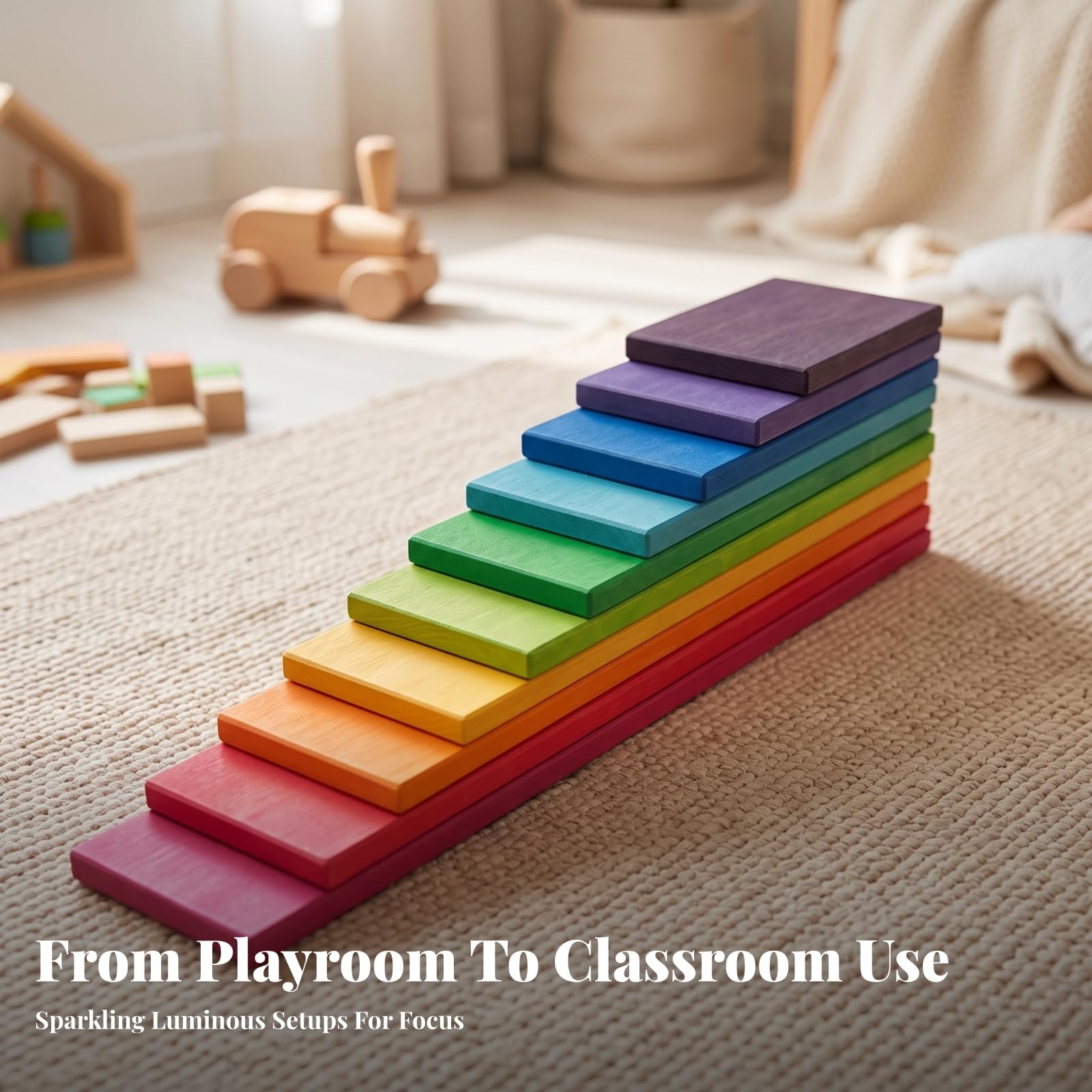 kowaku Bloques Construcción Planos método Educativo, Juguete Apilable Multicolor, Sensorial, Apilador Semicircular, para Aula, Niños, Madera