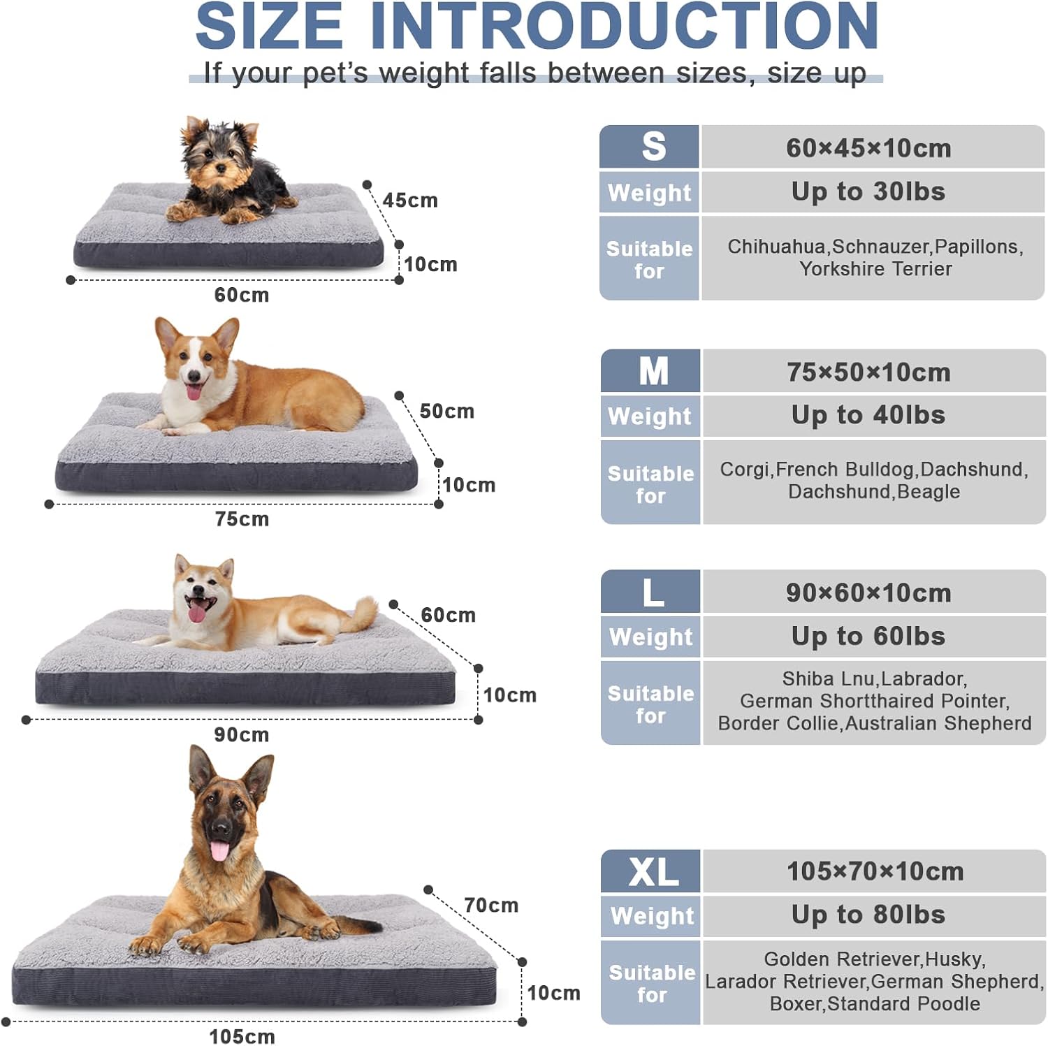 Heymamba Dog Crate Bed Washable Medium Dog Beds, 10CM Thickness Dog Crate Mattress Medium Filled with 1.3kg High-Density Cotton, Mat Provide Neck&Waist Support for Dachshund/Shiba Inu, 75x50x10cm 7 71+0+YLSbrL. AC SL1500