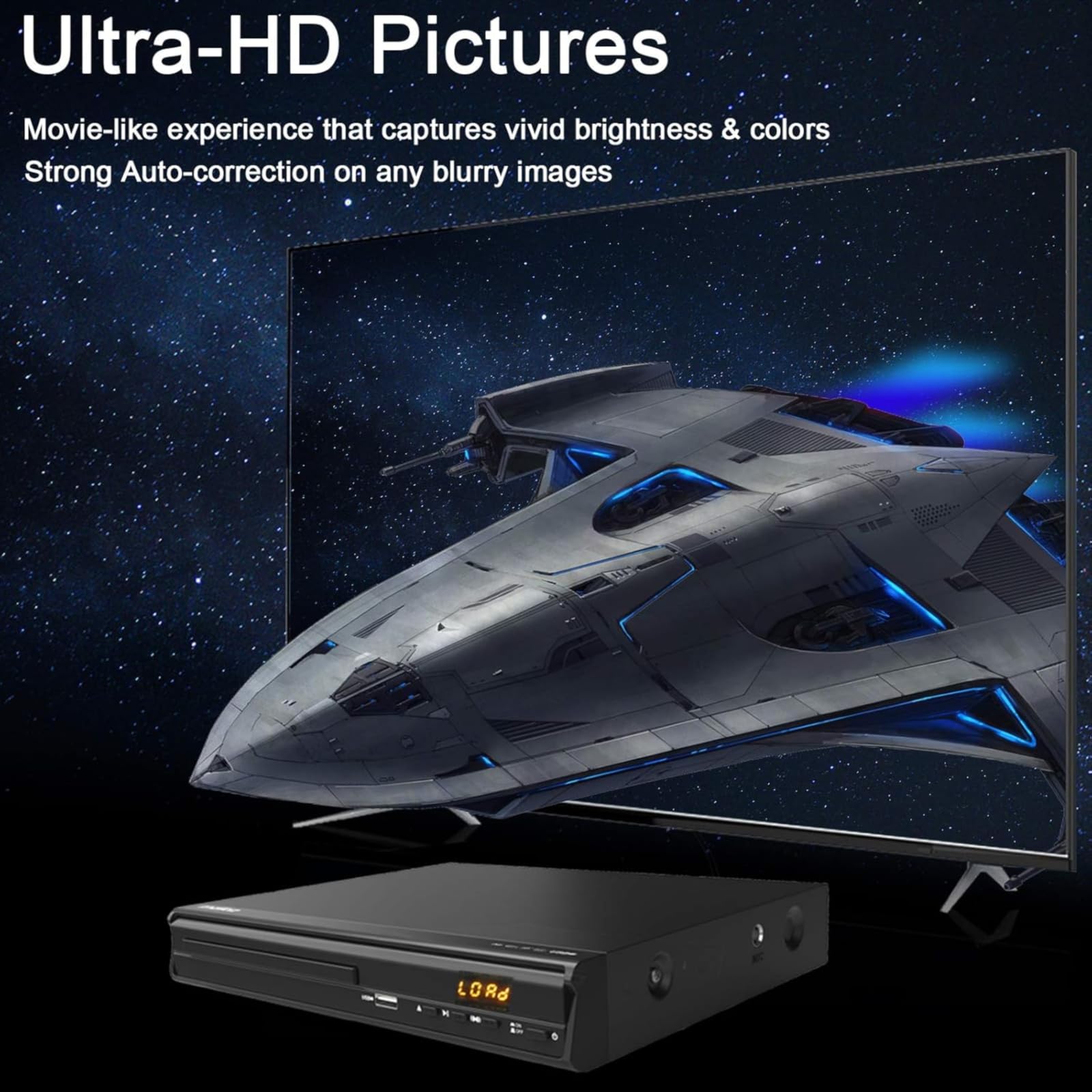 DVD Player 1080P, Regionsfreier DVD Player für TV mit HDMI/AV-Anschluss | Mikrofoneingang für Home Karaoke, NTSC/PAL System, HDMI & RCA Kabel Enthalten, Fernbedienung