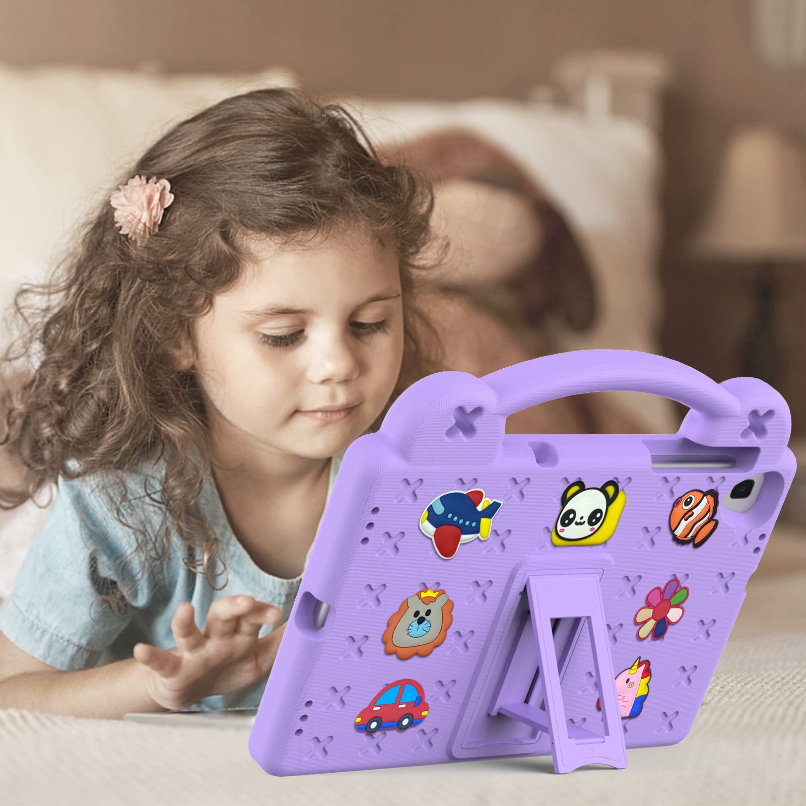 Custodia Bambini Eva per Onn 10.1" 3 Gen 2022 (Model:100071485), Leggera Custodia Protettiva Antiurto, Antishock con Maniglie e Piedistallo per Onn 10.1 Pollici, Viola