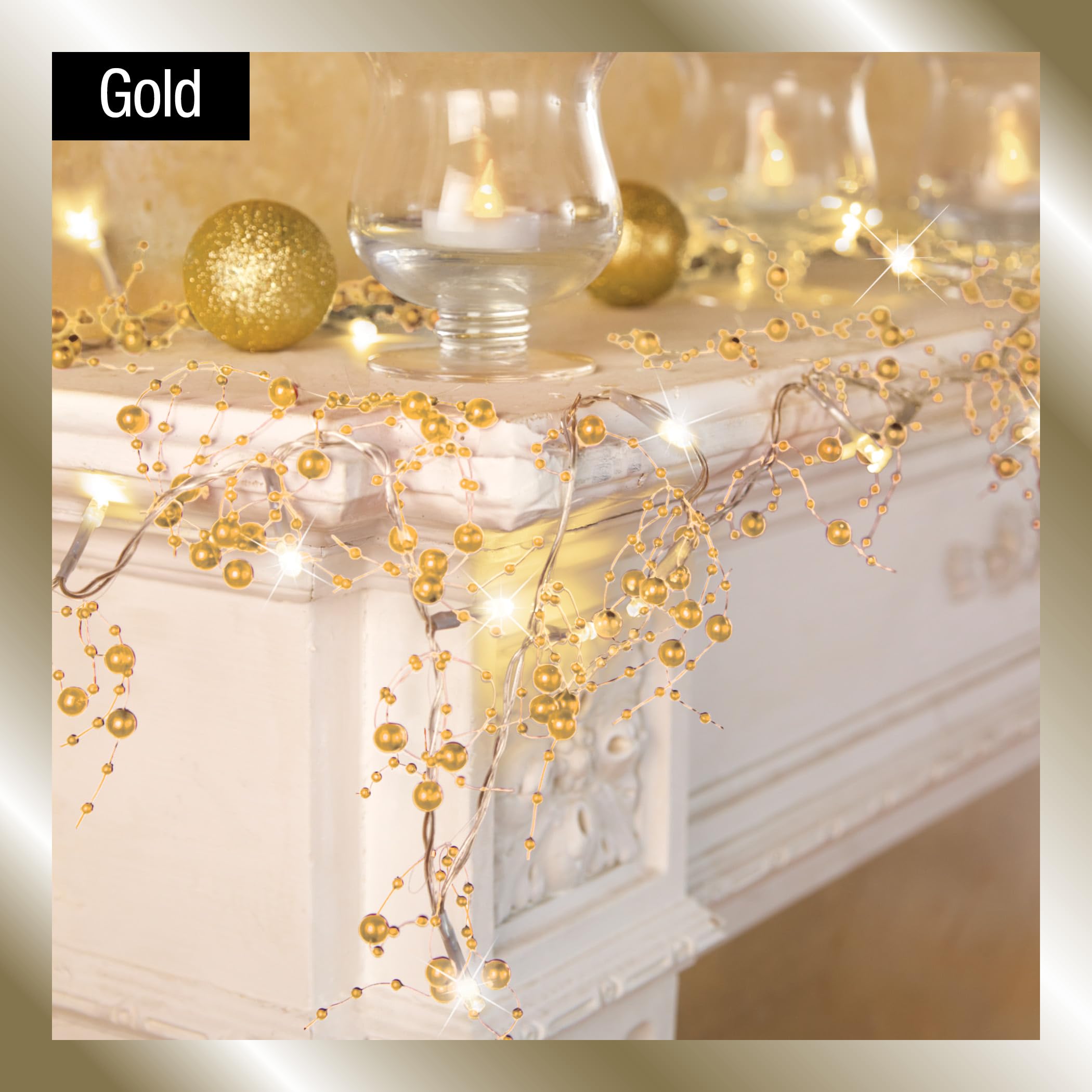 Collections Etc Weihnachtsgirlande mit beerenfarbenen Perlen rot