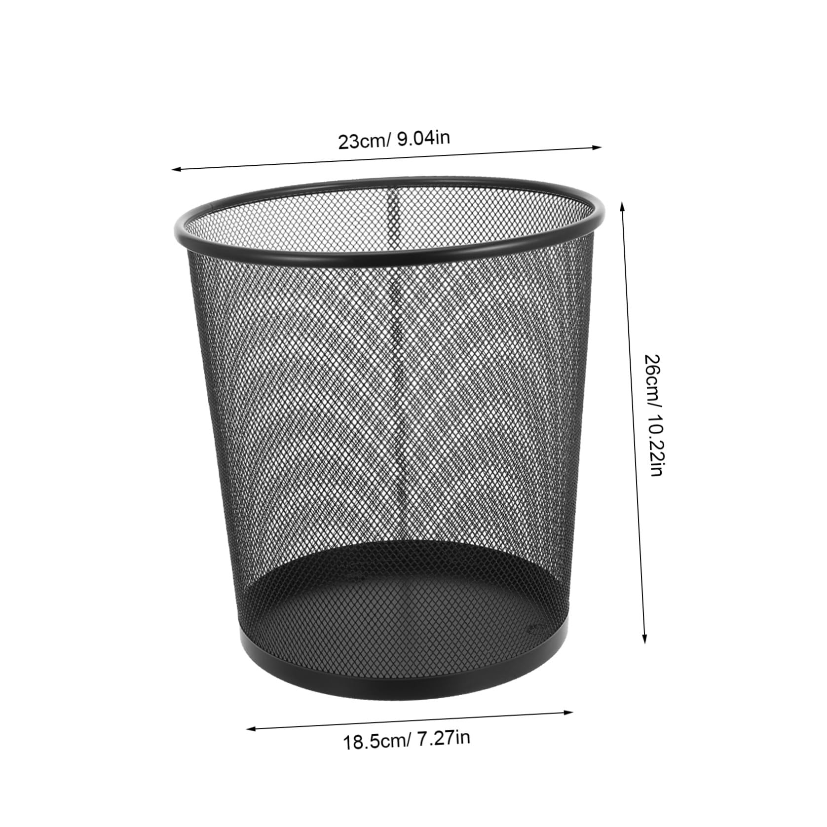 CALLARON 5 Pezzi Cestino per Rifiuti in Metallo Nero da 9 l Rete, Design Rotondo, Facile da Pulire, per Cucina, Ufficio e Riciclaggio