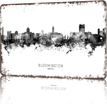 Funny Signs Posters Bloomington Skyline Wall Art Sign for Bedroom Dorm Home Garage Bar Decor 8X12inch
