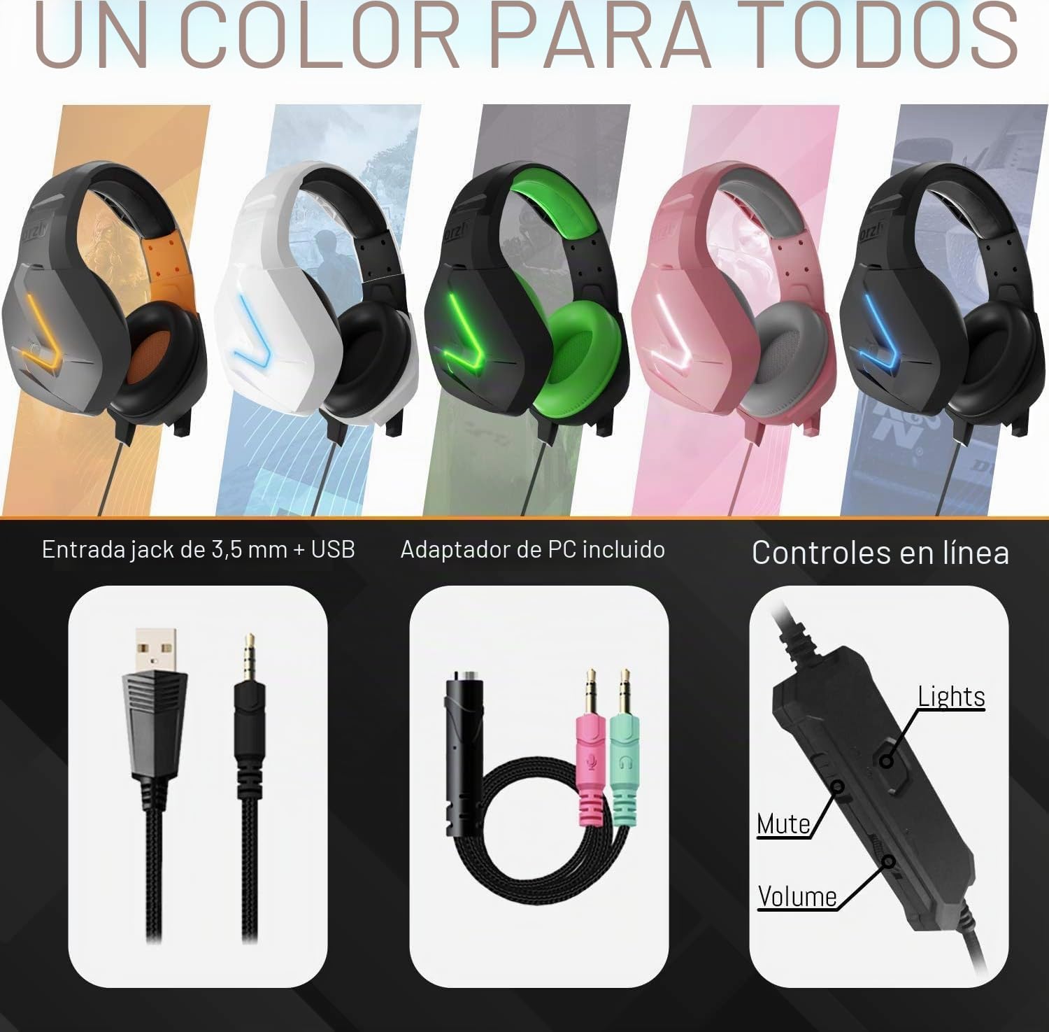 Orzly Auriculares Gaming Compatible con PS5, PS4, PC, Xbox, Nintendo Switch, con microfono, Sonido Premiun RGB Luz LED, cancelación de Ruido - Hornet RXH -20 Siberia Edicion